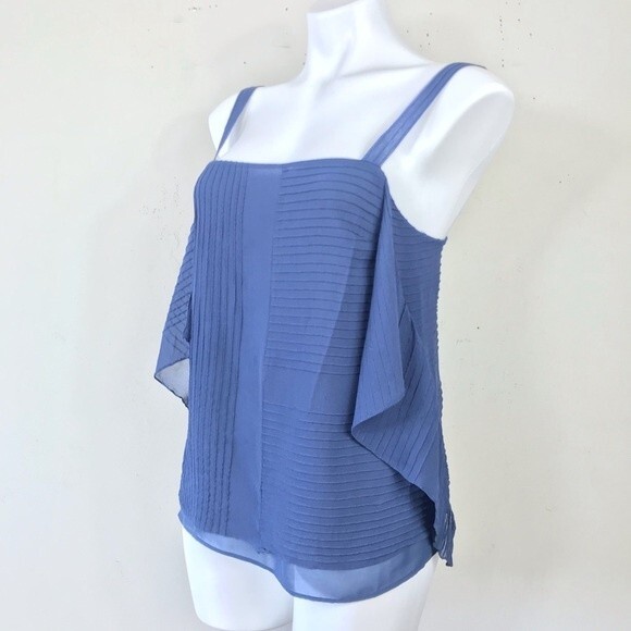 Tory Burch 100% Silk Pintuck Blue Tank Top Blouse Shell Cami Size 6 - Picture 3 of 12